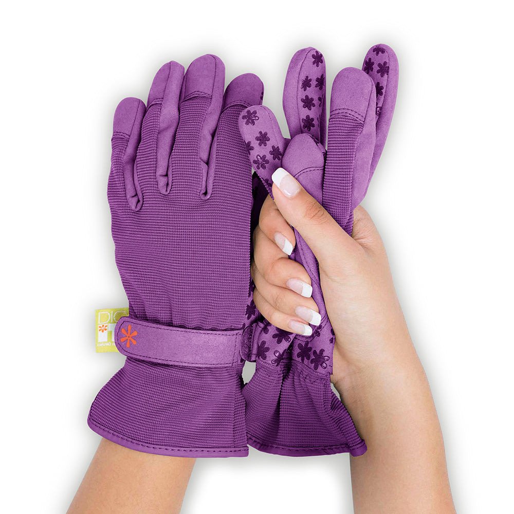 pink suede gloves