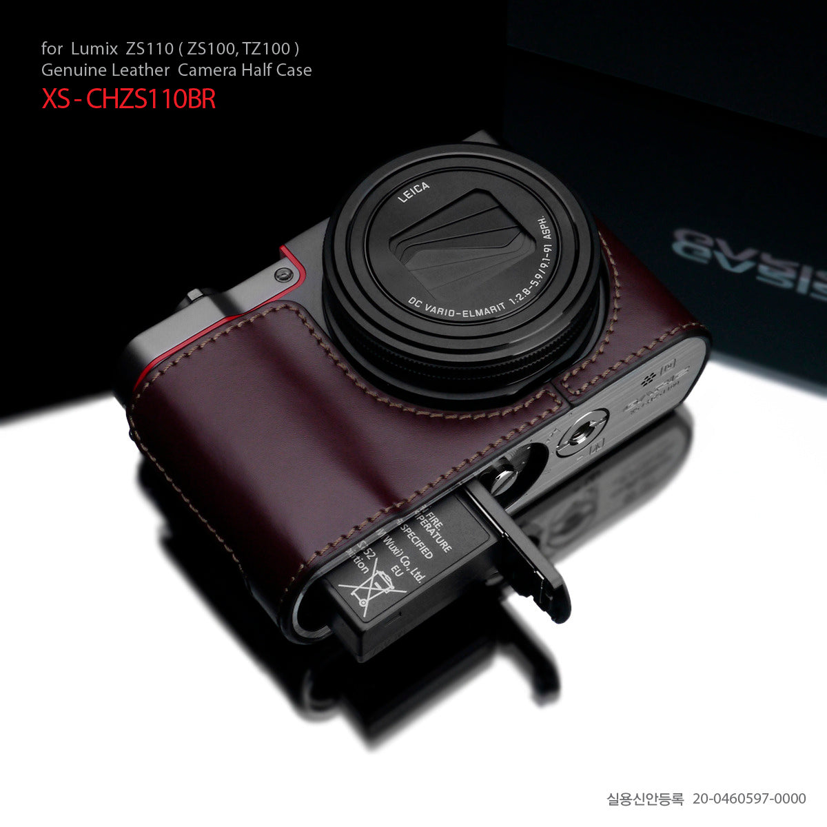 945 Vergissing Overlappen Gariz XS-CHZS110BR Leather Camera Half Case Brown for Panasonic Lumix