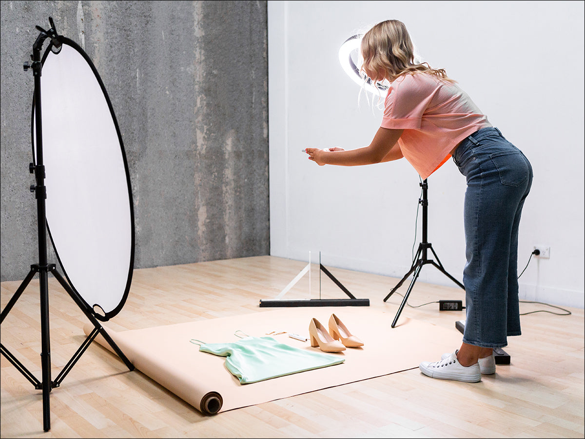Flat Lay Photography Lighting Kit with Ring Light and Reflector