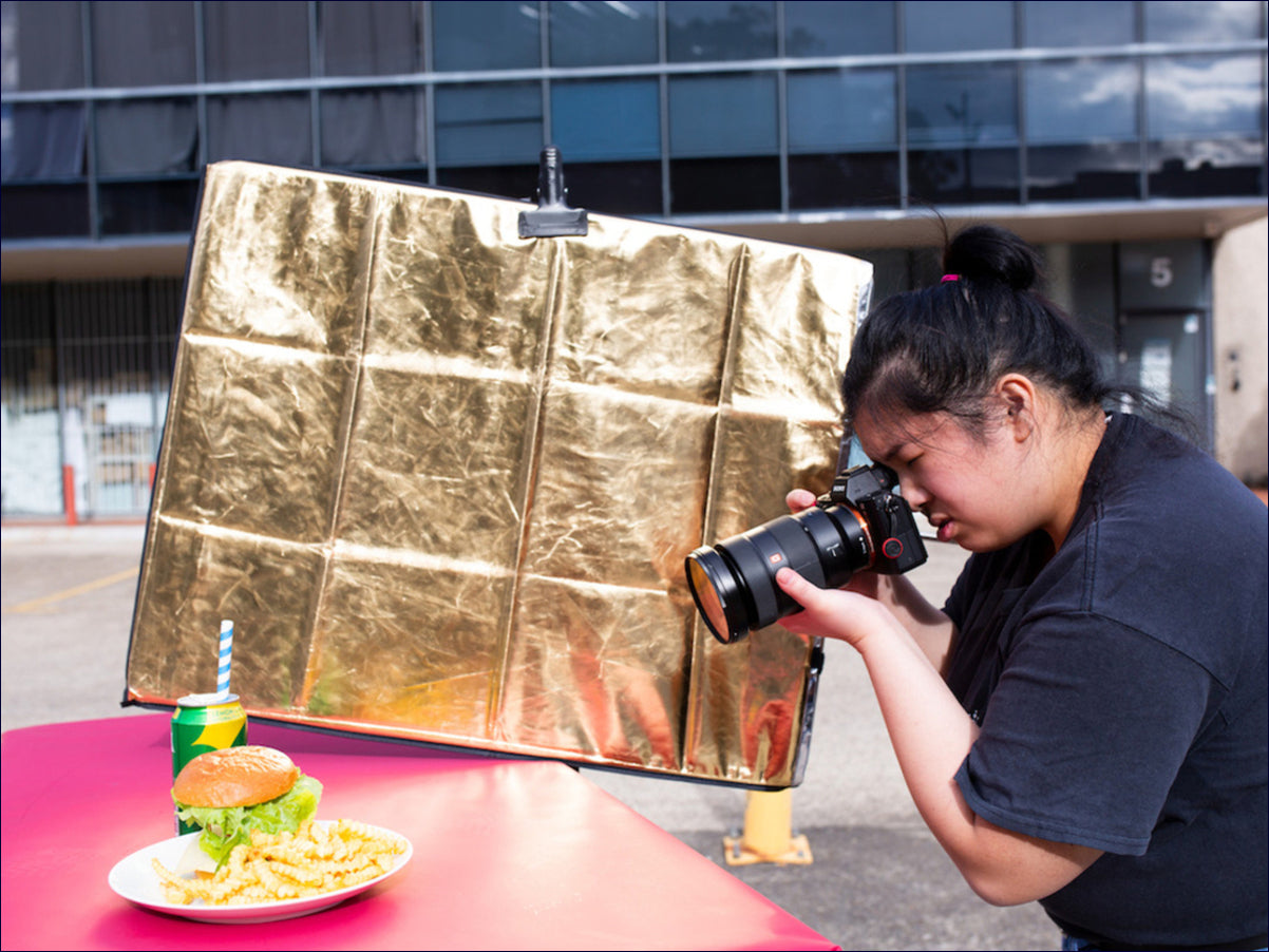 Metal Flag 4-in-1 Panel Diffuser and Reflector for Boom Arm food photography