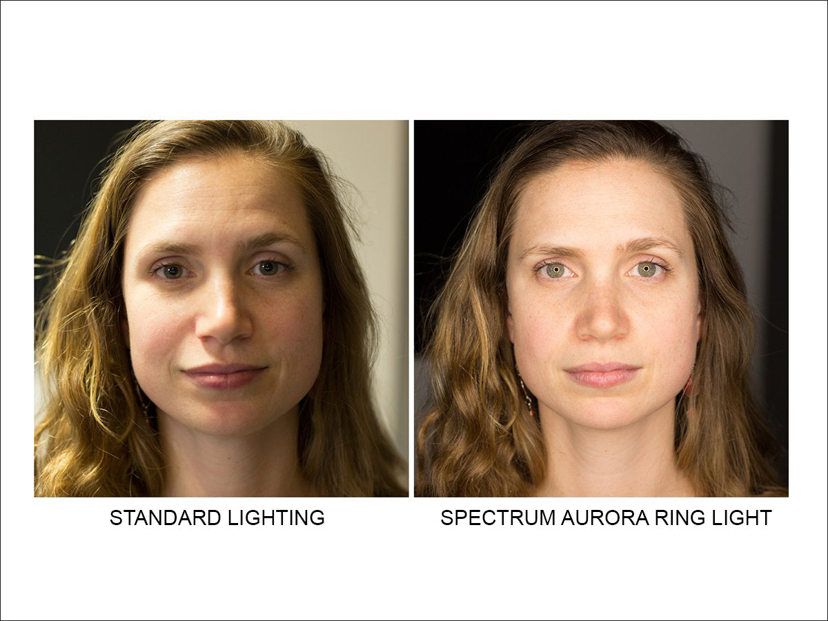 standard lighting vs spectrum aurora ring light for makeup application