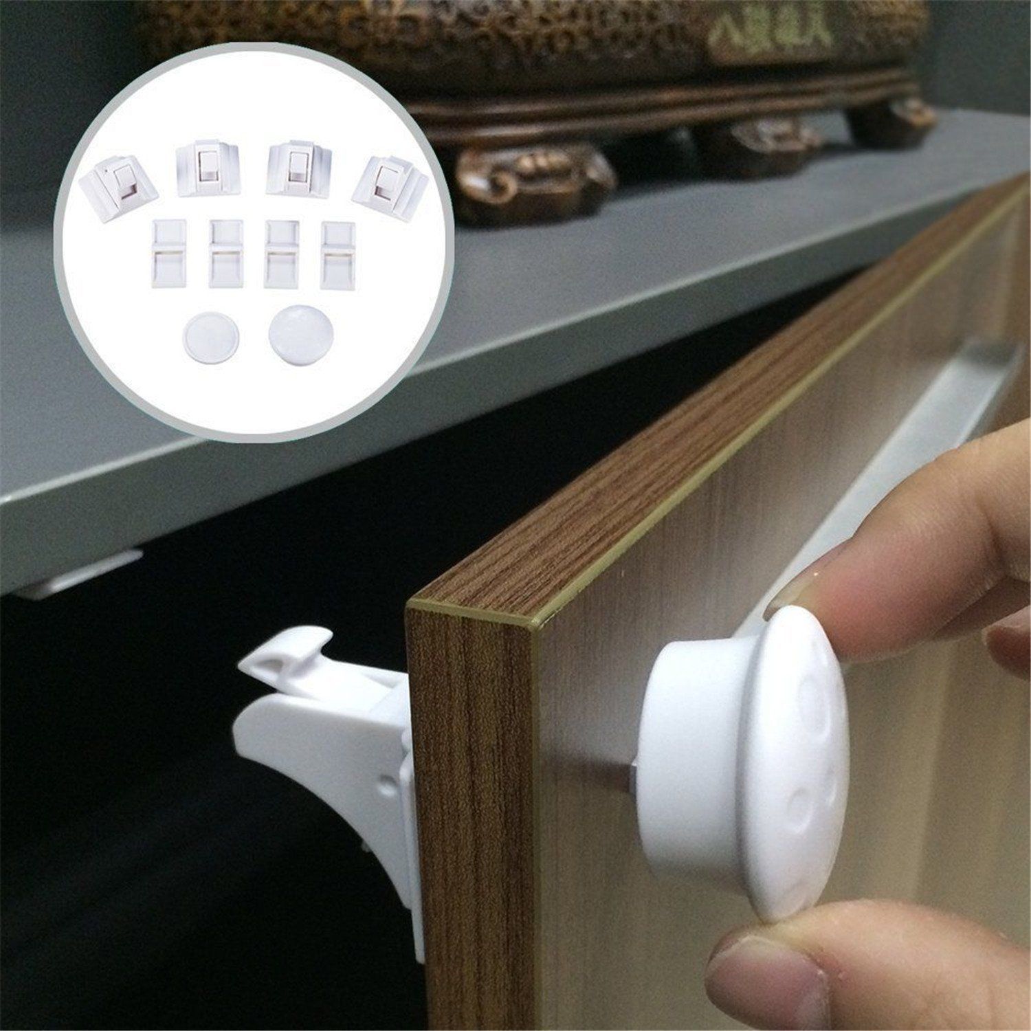 Drill Free Magnetic Cabinet Lock 4PCs Living Chic