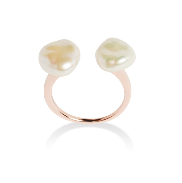 J products 10k double pearl ring サイズM-