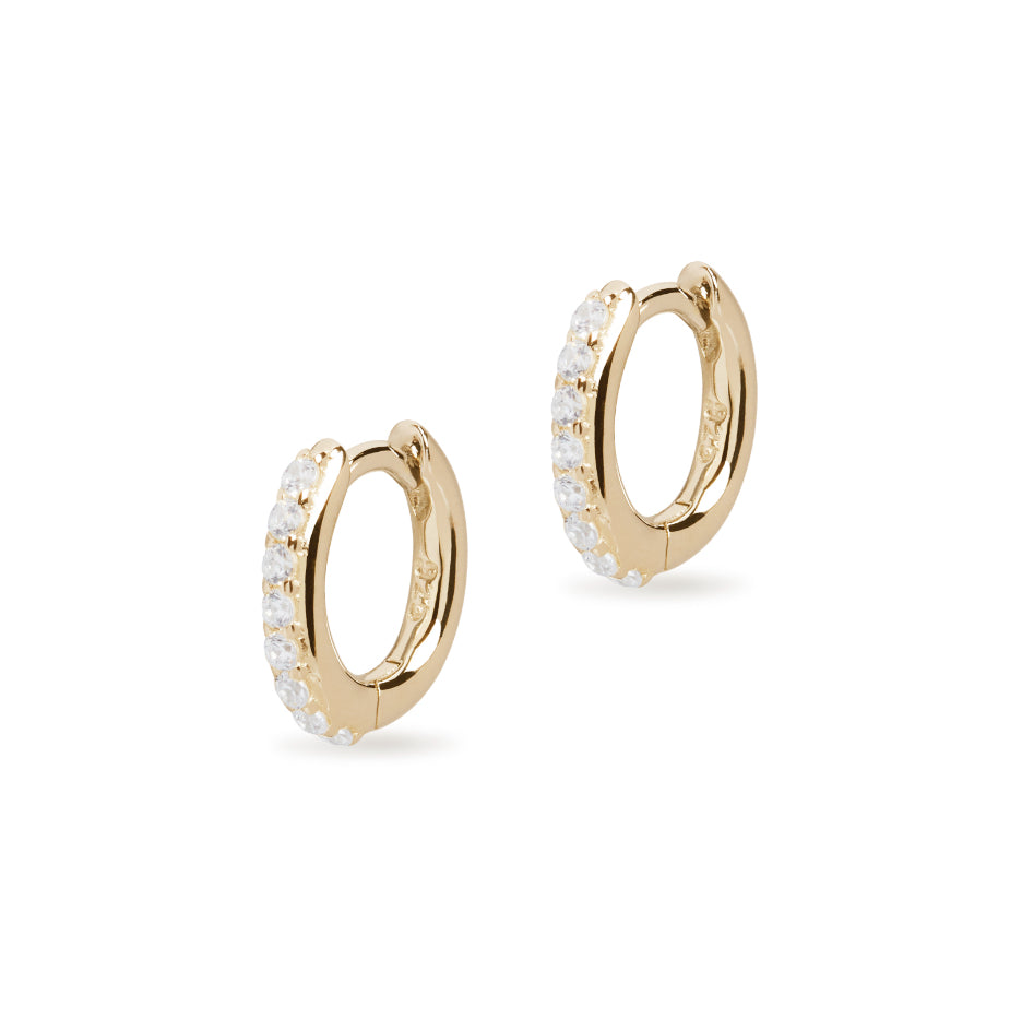 Olivia & Pearl Diamond Crystal Huggie Earrings In D/cryst/he/yg