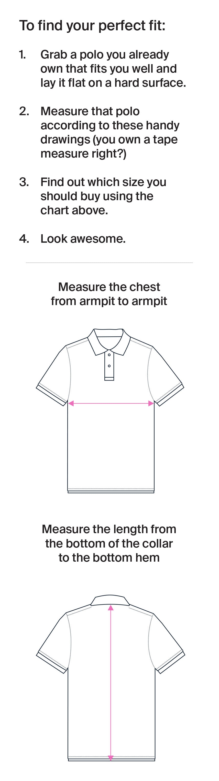 Youth Polo Shirt Size Chart