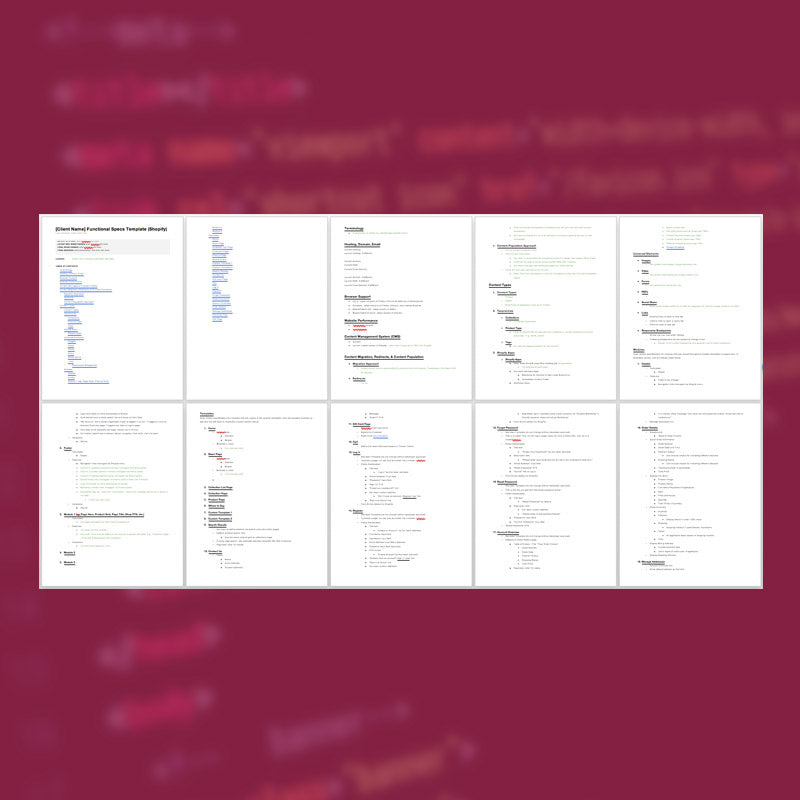 Functional Specs Template for Web Development (WordPress Shopify