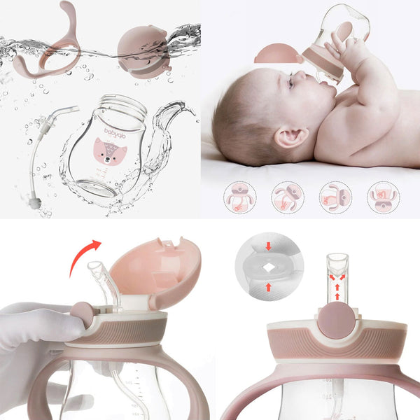 BabyQlo Sippy Cup with Straw Pink Hanadora com