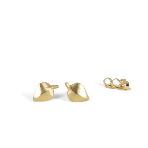 Gold aspen leaf stud earrings
