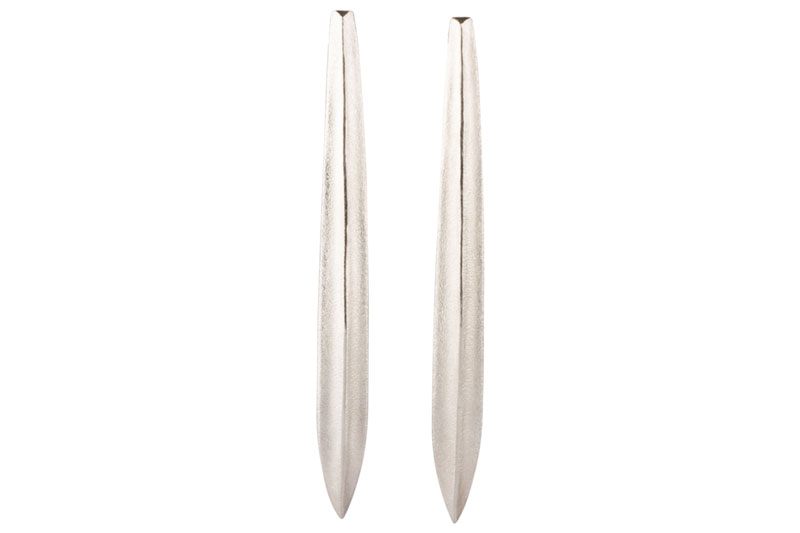 silver long scribe post earrings 