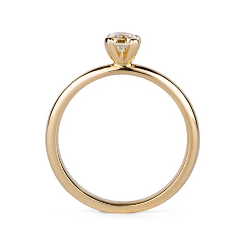 Round Prong Setting Solitaire with Antique Diamond in Yellow Gold