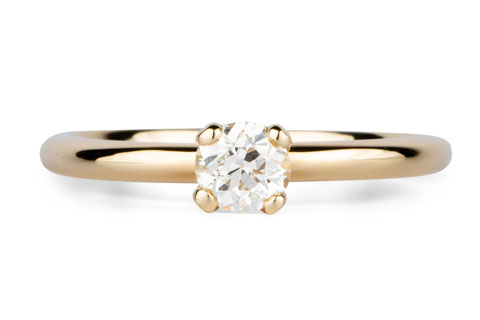 Round Prong Setting Solitaire with Antique Diamond in Yellow Gold