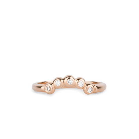 Arched Droplet Rose Gold Diamond Wedding Band