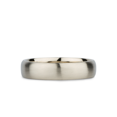 White gold half round band with brushed finish