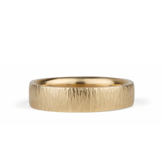 Zion Flat Hammered Wedding Band in Yellow Gold by Corey Egan