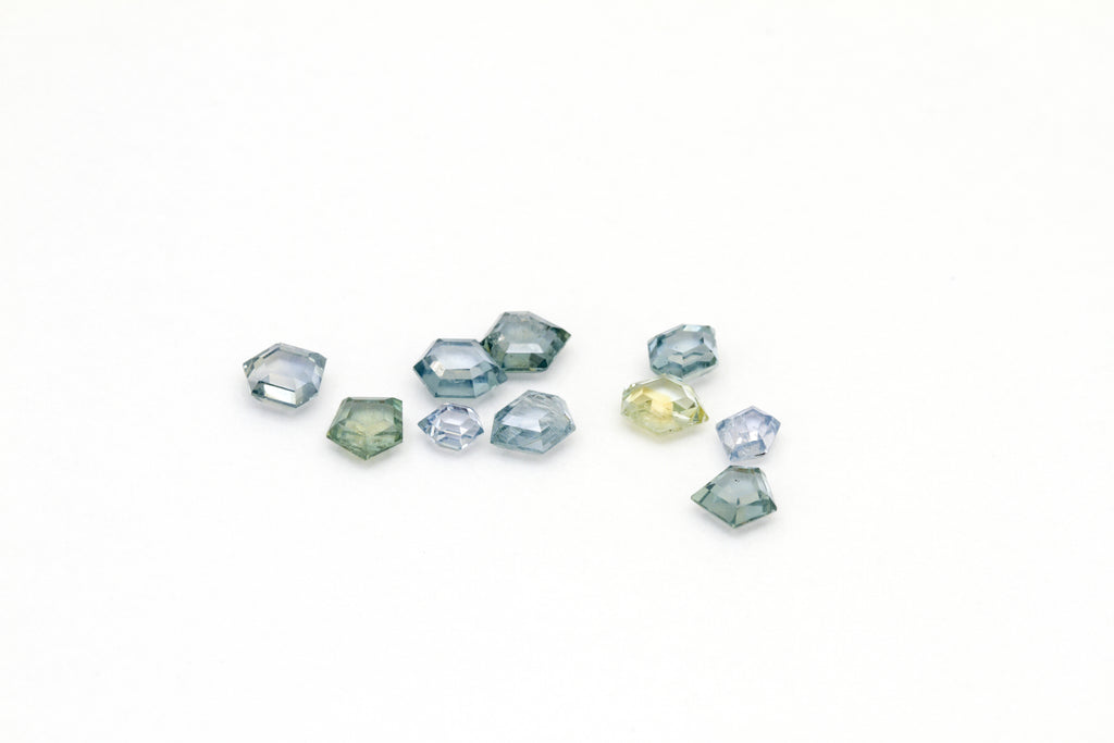 Geometric Faceted Montana Sapphire gems