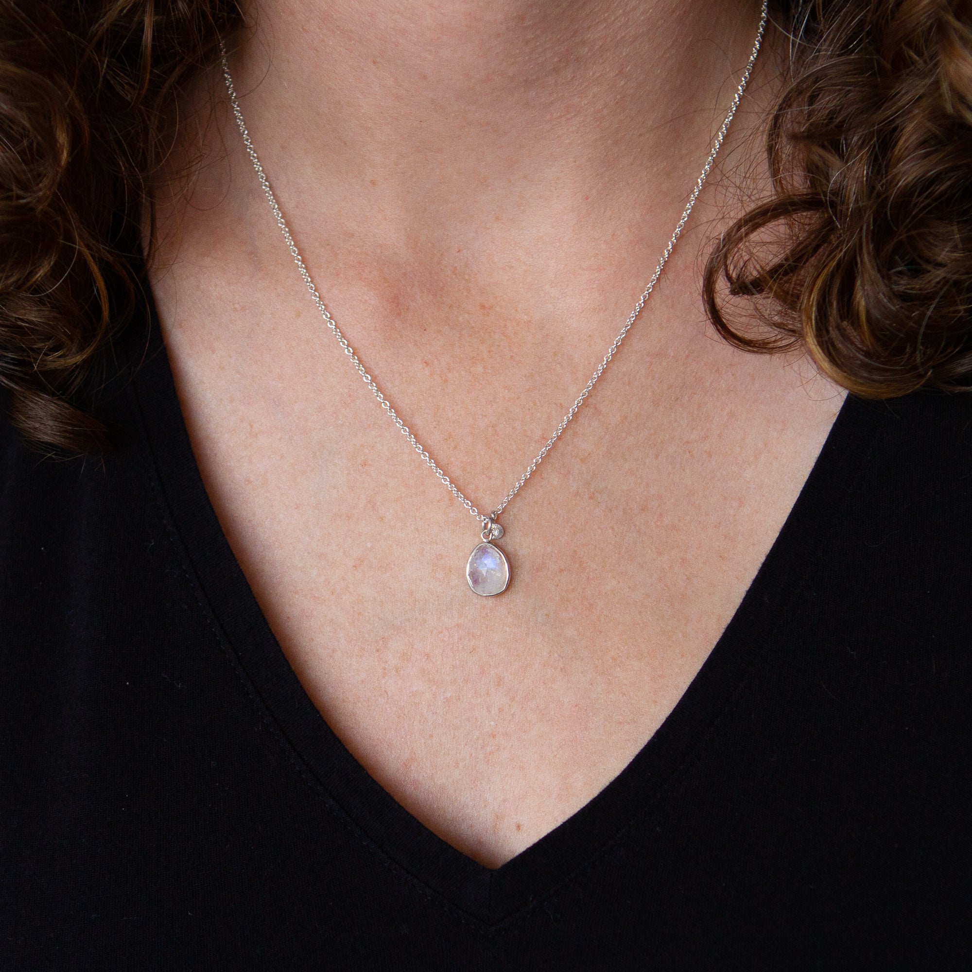 Moonstone Silver Rise Cluster Necklace #3
