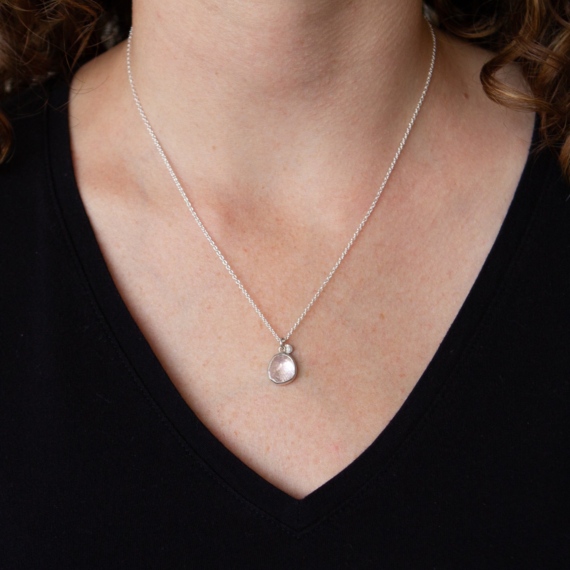 Morganite Silver Rise Cluster Necklace #2