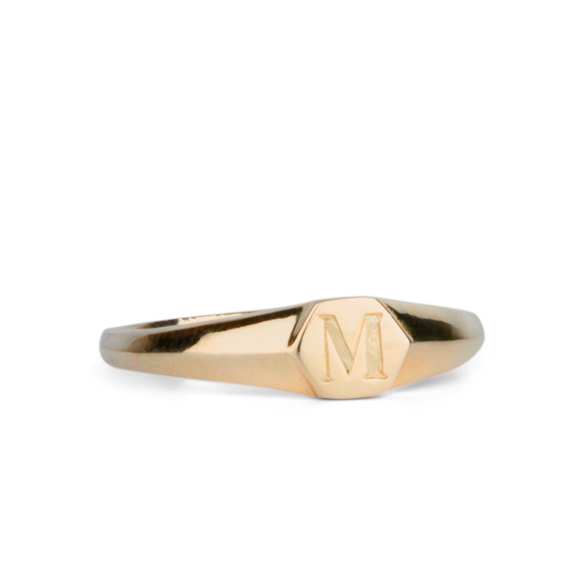 Astra Gold Signet Ring with Engraved Block Letter