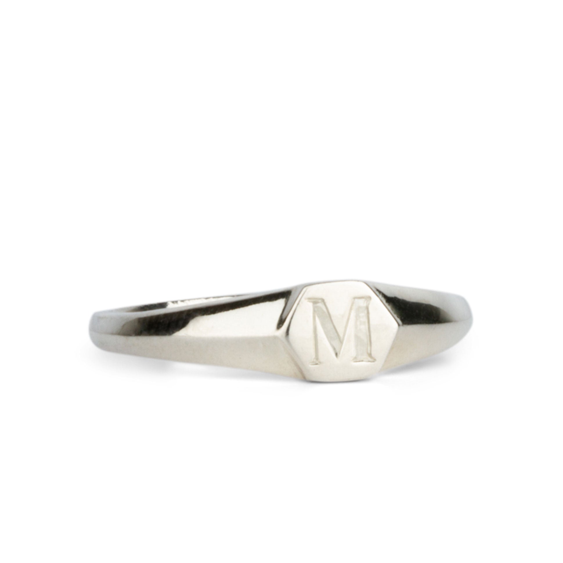 Astra Silver Signet Ring with Engraved Block Letter