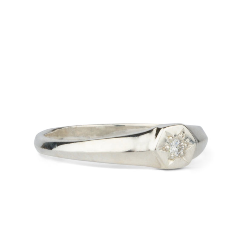 Silver & Diamond Star Astra Signet Ring – Corey Egan