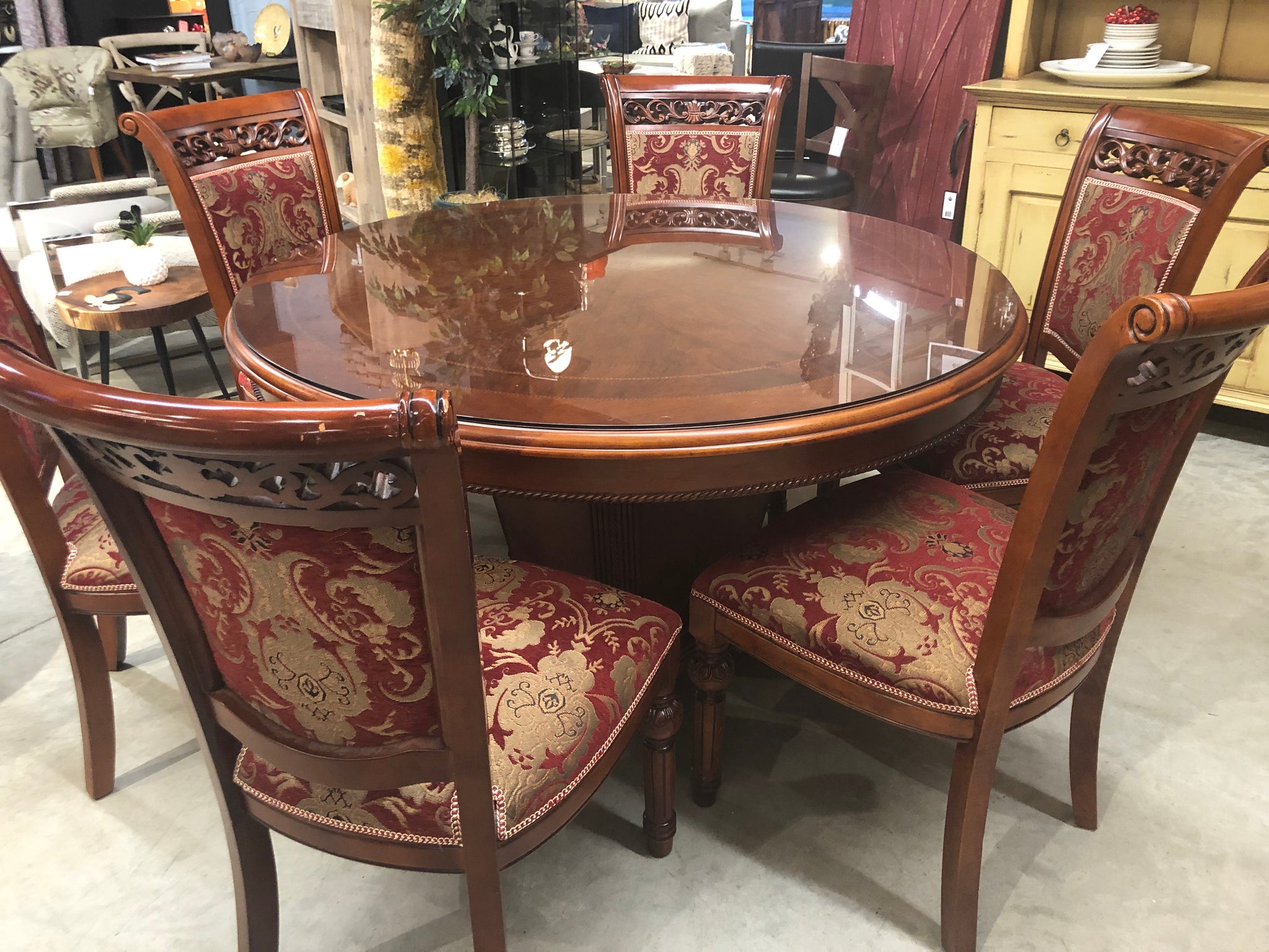 Mahogany And Black Square Dining Room Set