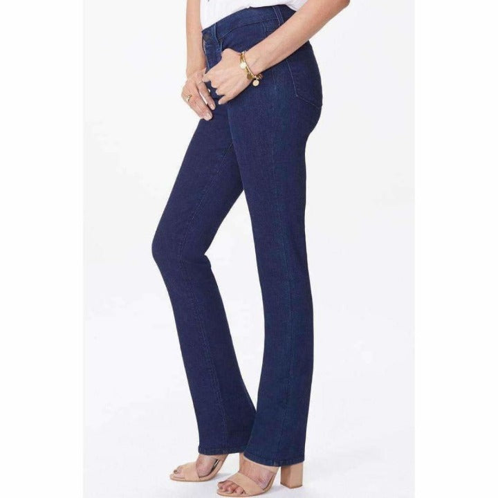 NYDJ Women's Size 2 w25 Blue/Black Two-Tone Denim Lift Tuck Straight Jeans