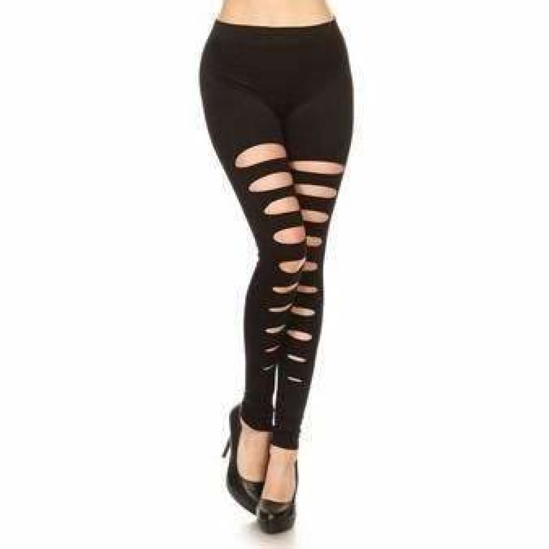 Yelete Ready for Action Full Size Ankle Cutout Active Leggings in Black:  Black S