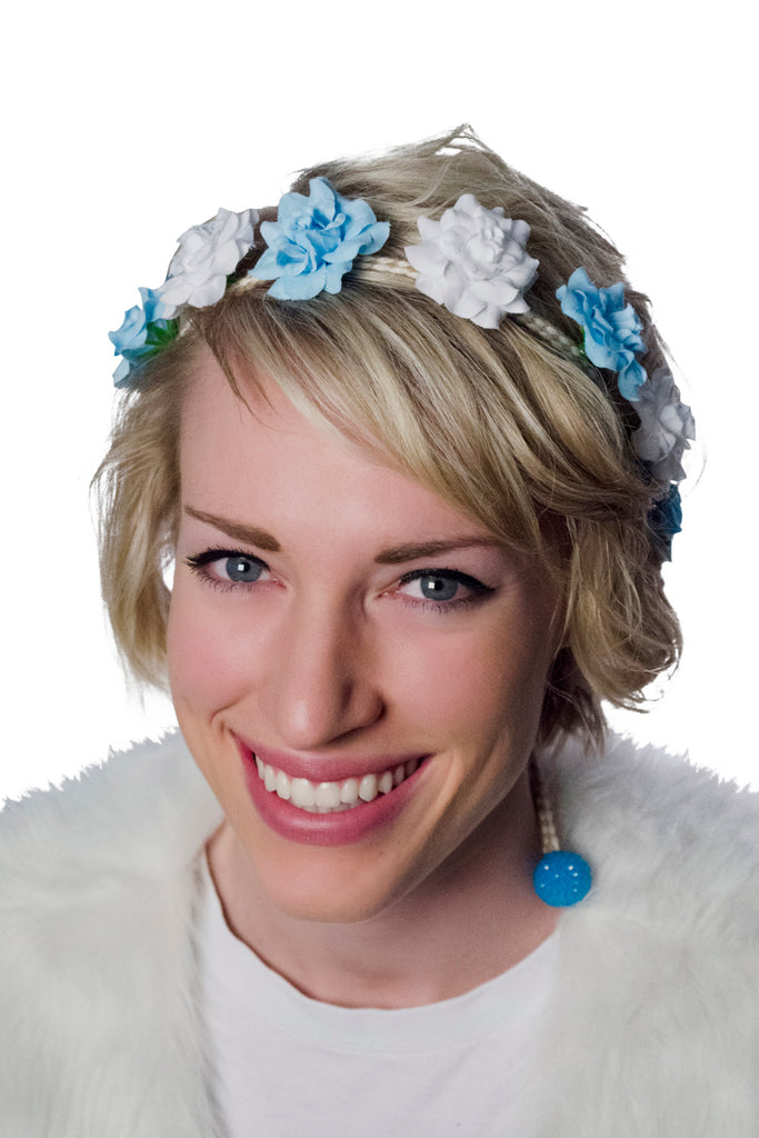 white flower crown headband