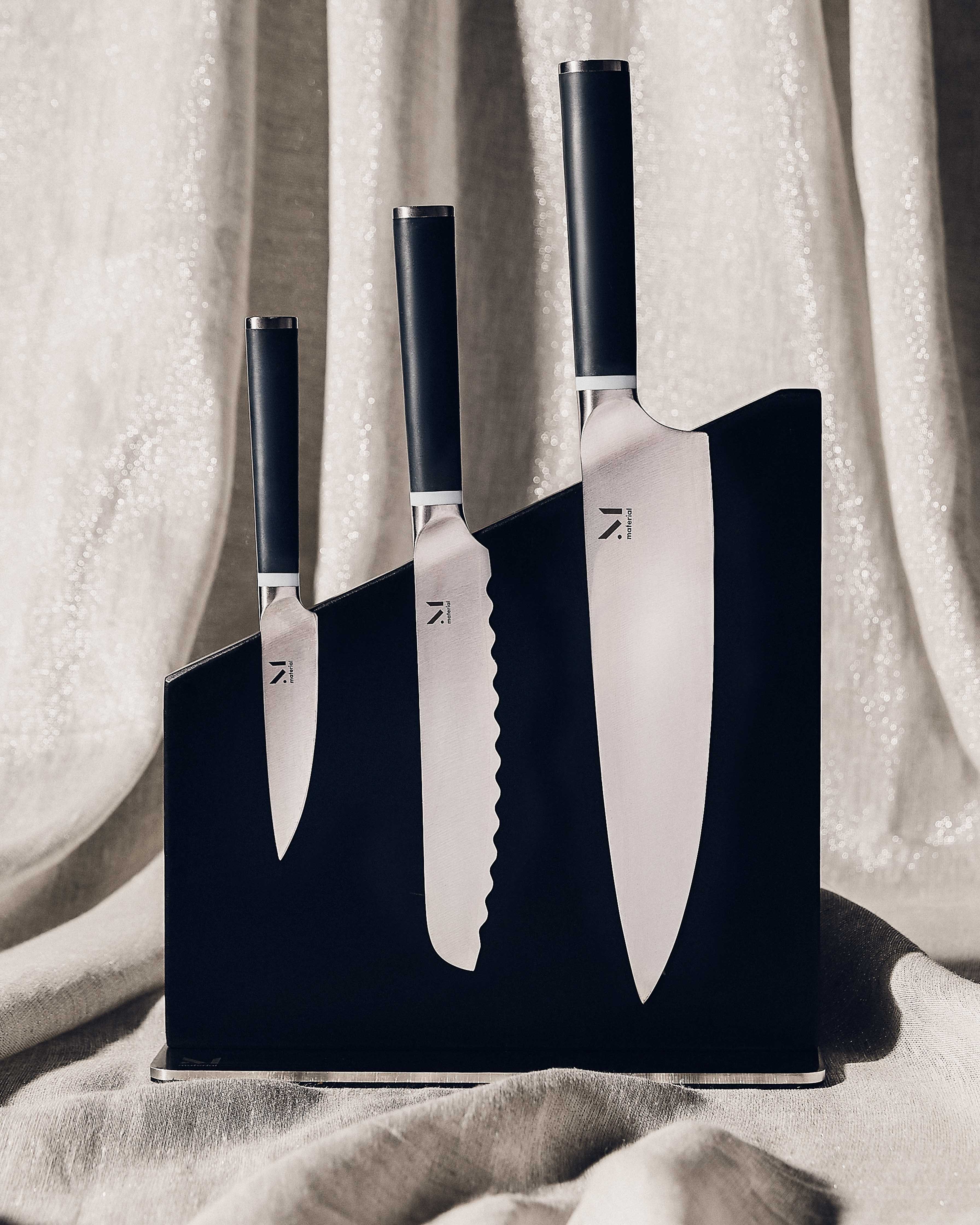  MATERIAL Knife Trio + Stand (Cool Neutral/White Ash): Home &  Kitchen