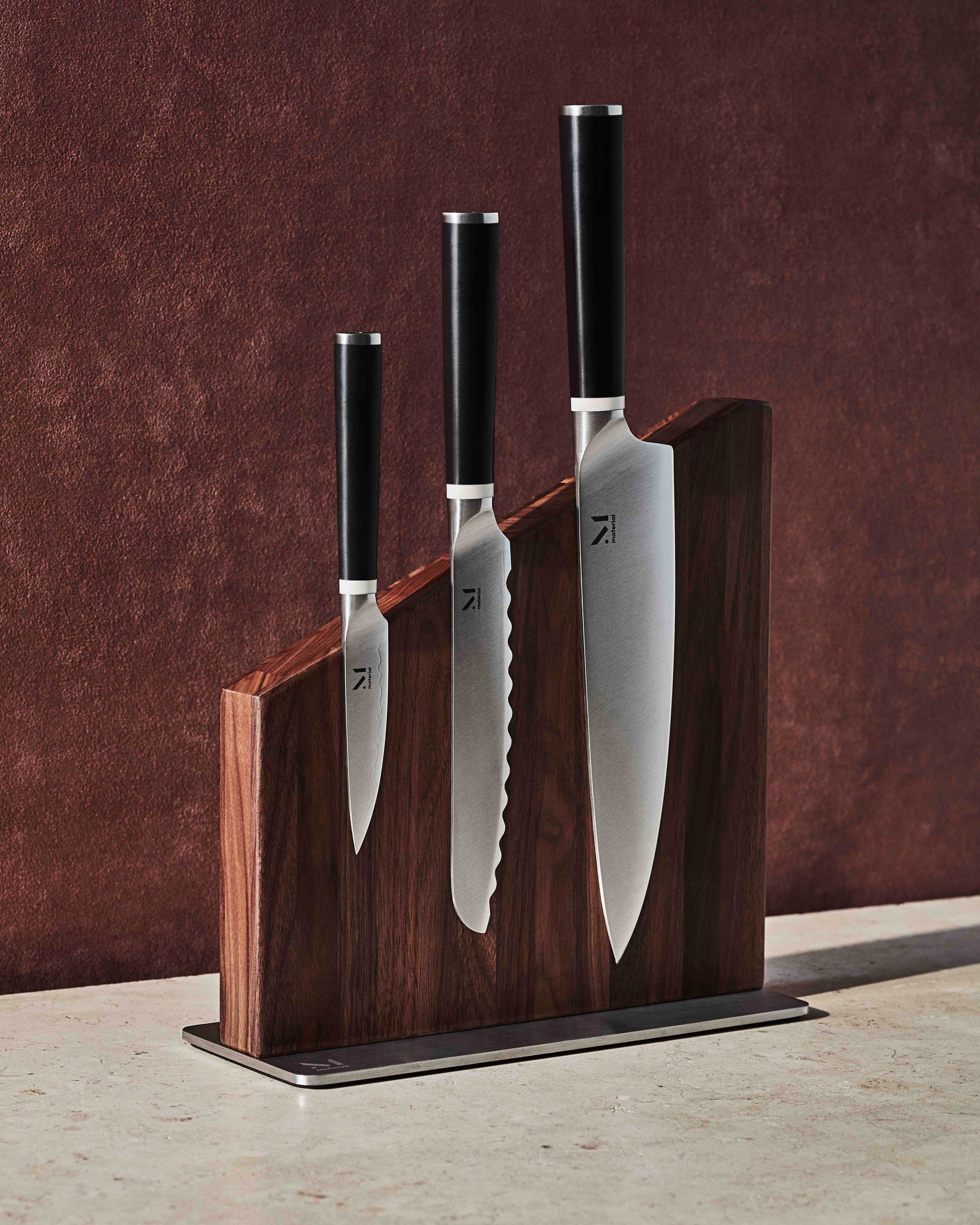  MATERIAL Knife Trio + Stand (Cool Neutral/White Ash): Home &  Kitchen