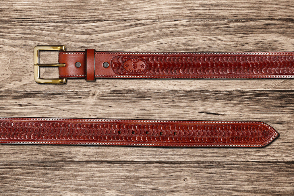Ts Texas Saddlery Mens Rough Out Figure Eight Stitch Belt 38 Brown 