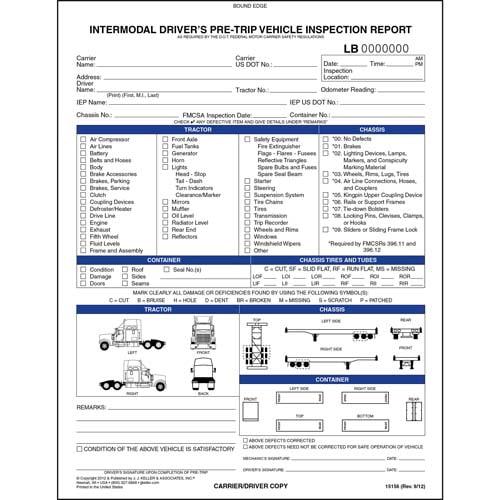 jj keller pre trip inspection form