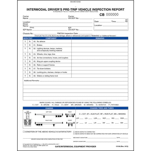 jj keller pre trip inspection form