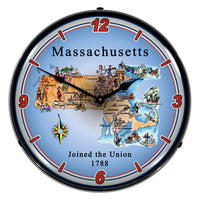 State of Massachusetts 14" LED Wall Clock