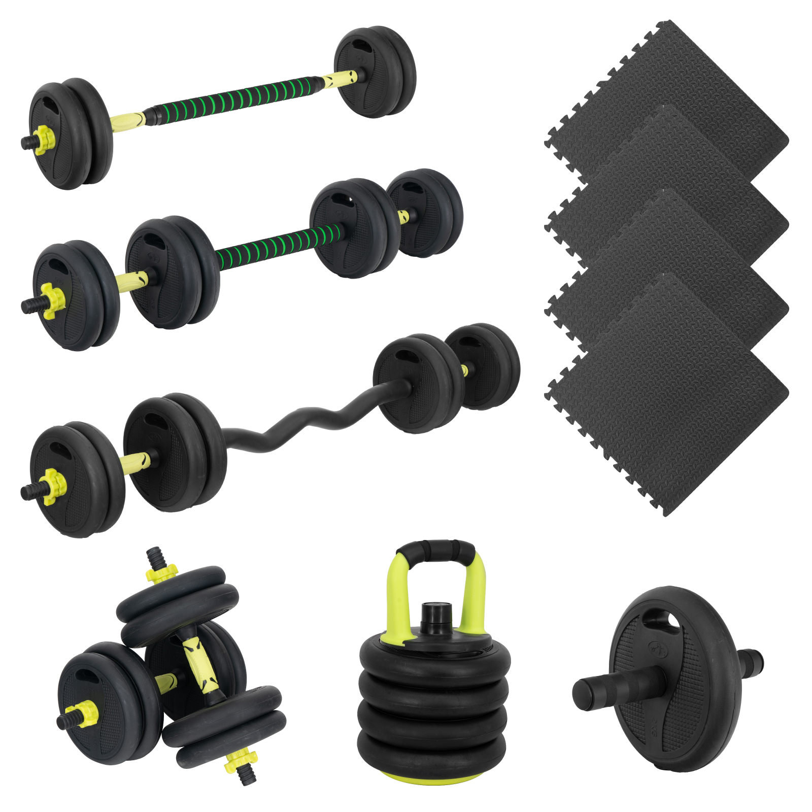 Kit de mancuernas de peso ajustable 2021 con rodillo abdominal, equipo de  entrenamiento en casa de 88 libras/110 libras (88) negro