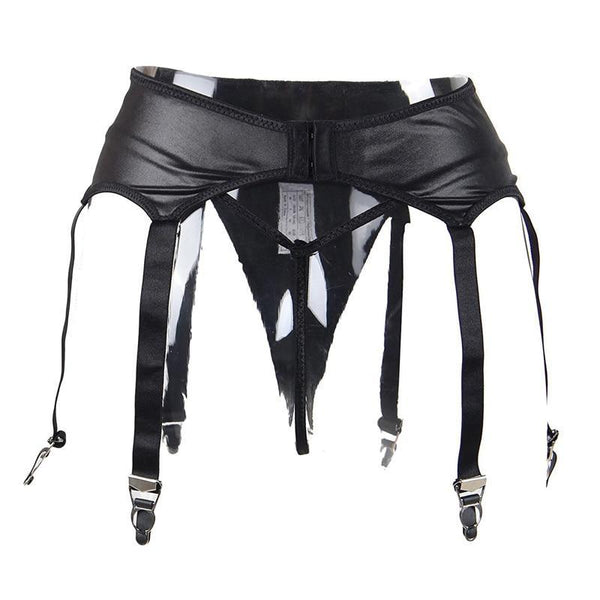 Women's Vegan Faux Leather Garter Belt & G-String Panties – Frundies