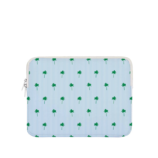 14" Blue Stripes & Green Palms Laptop Case