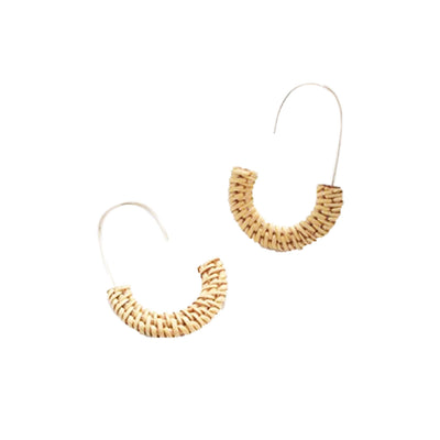 Half Circle Wicker Drop Earrings, Silver Hook – SoHa Living