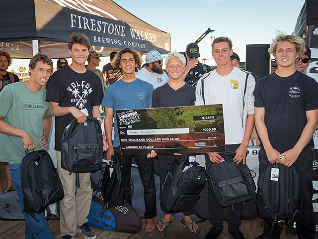 mario diaz on the podium at the still frothy surf festival