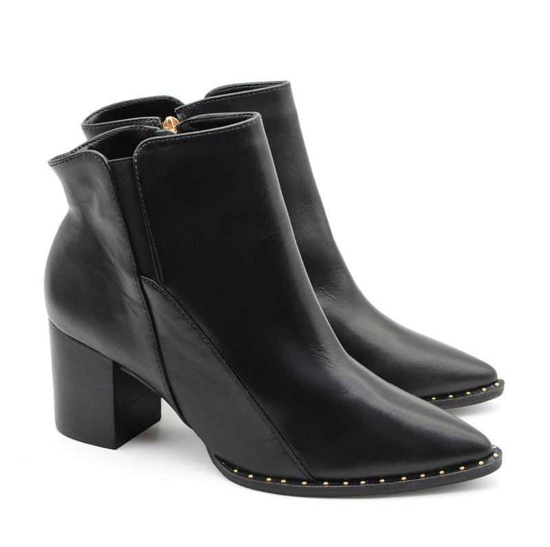 Miranda Black Ankle Boots with Gold 