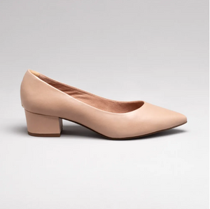 Lucia Low Block Heeled Shoes in Nude 