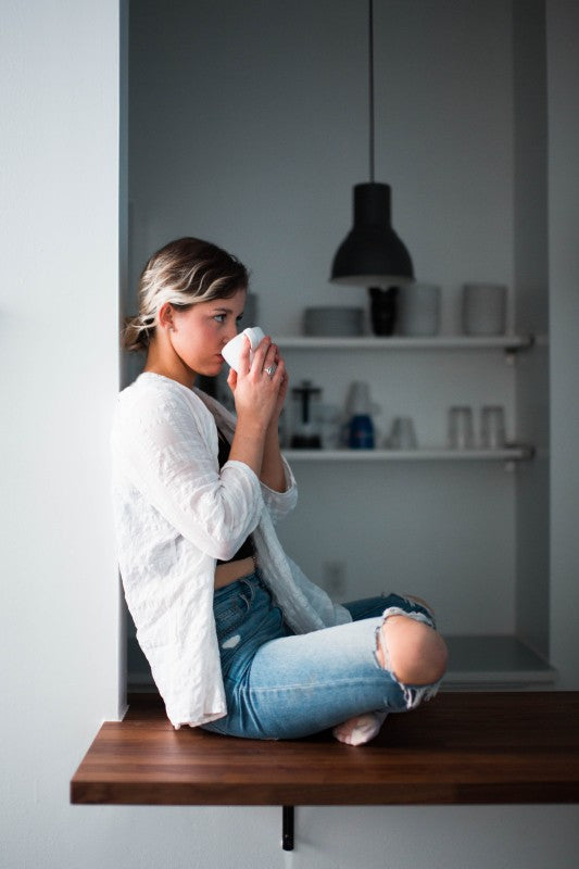 Drinking tea while meditating