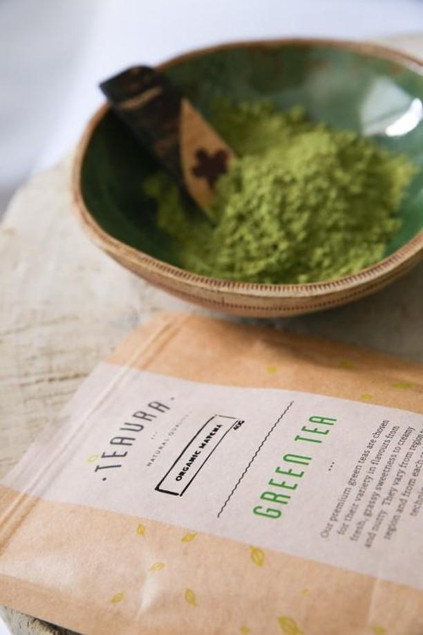 Teaura matcha powder with package