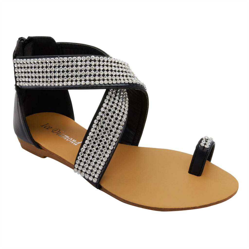 black diamante flip flops