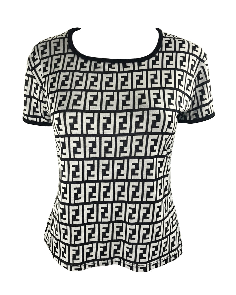 fendi black and white t shirt