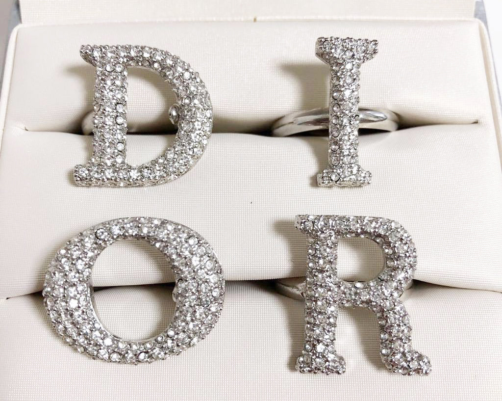 Christian Dior Diamante Logo Ring Set 