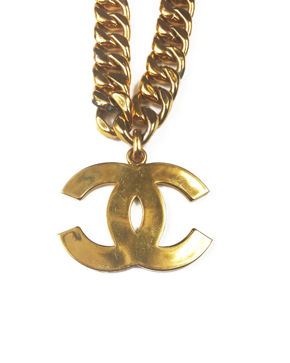 CHANEL Pendant Necklace CC Logo light Gold Beige Rhinestone Pearl 07A 0712   art Japan Export