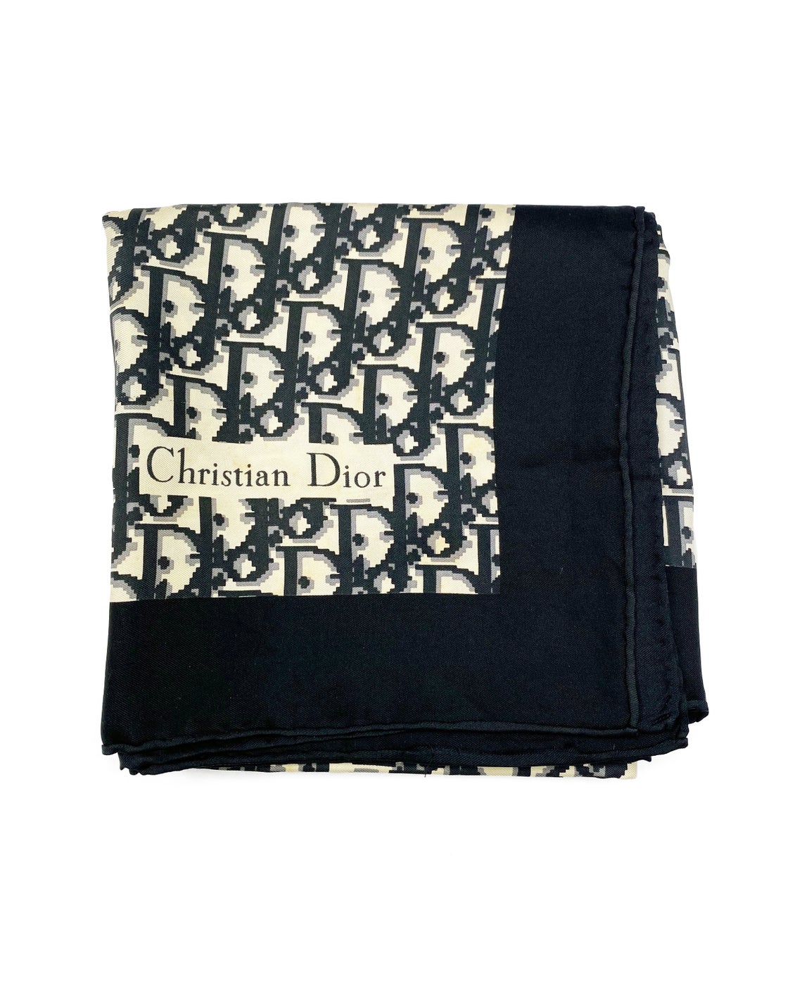 Christian Dior Silk Black/Grey Trotter Logo Scarf – FRUIT Vintage