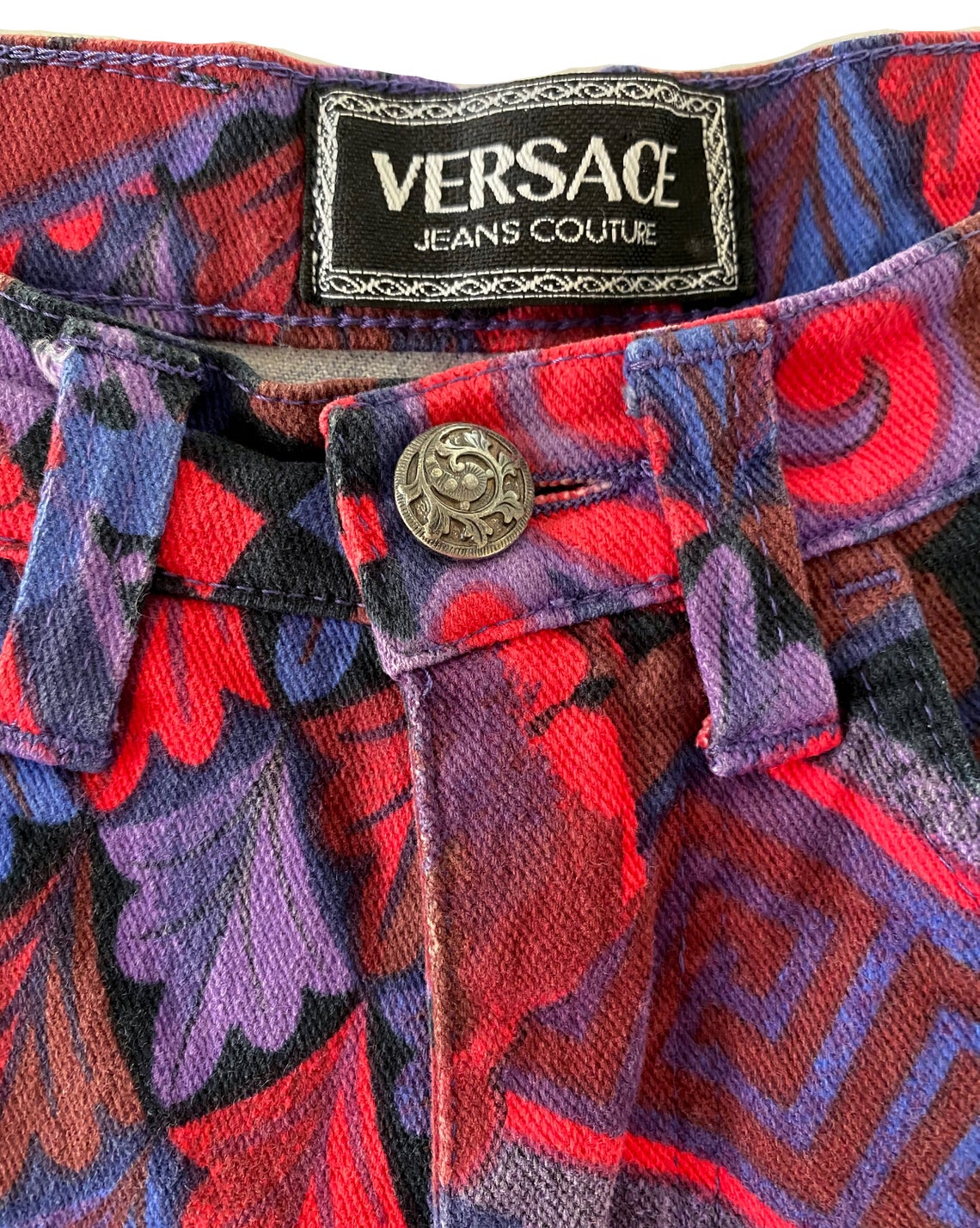 importeren Ik was mijn kleren convergentie Versace Jeans Couture Baroque Print Jeans – FRUIT Vintage