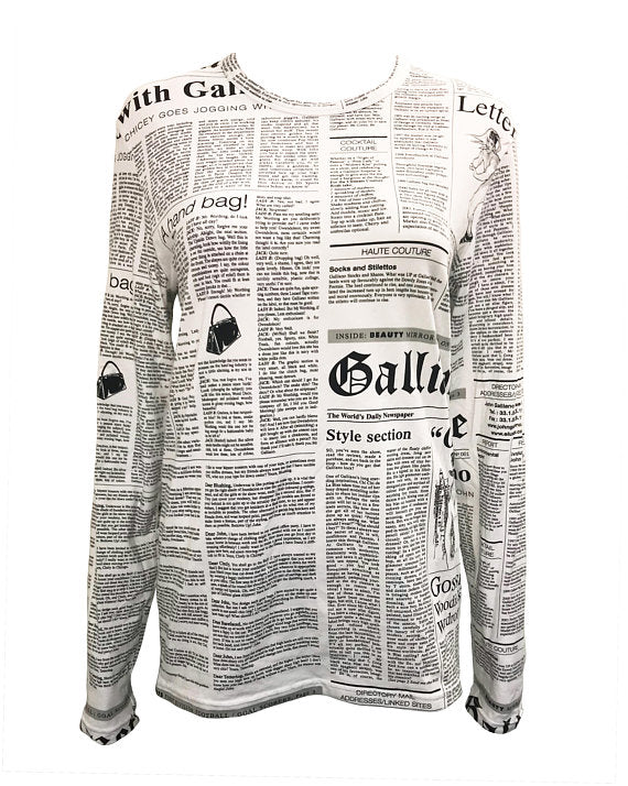 John Galliano Newspaper Print Long Sleeve Top – FRUIT Vintage